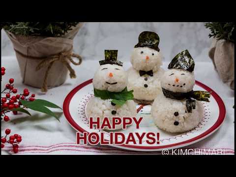 Snowman Rice Balls Jumeokbap for Christmas Holidays