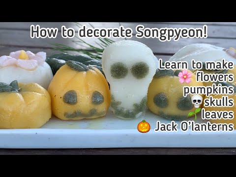 How to make Flower and Pumpkin Songpyeon (꽃송편, 호박송편) and Halloween theme ones too!