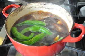 JangJoRim in pot with peppers
