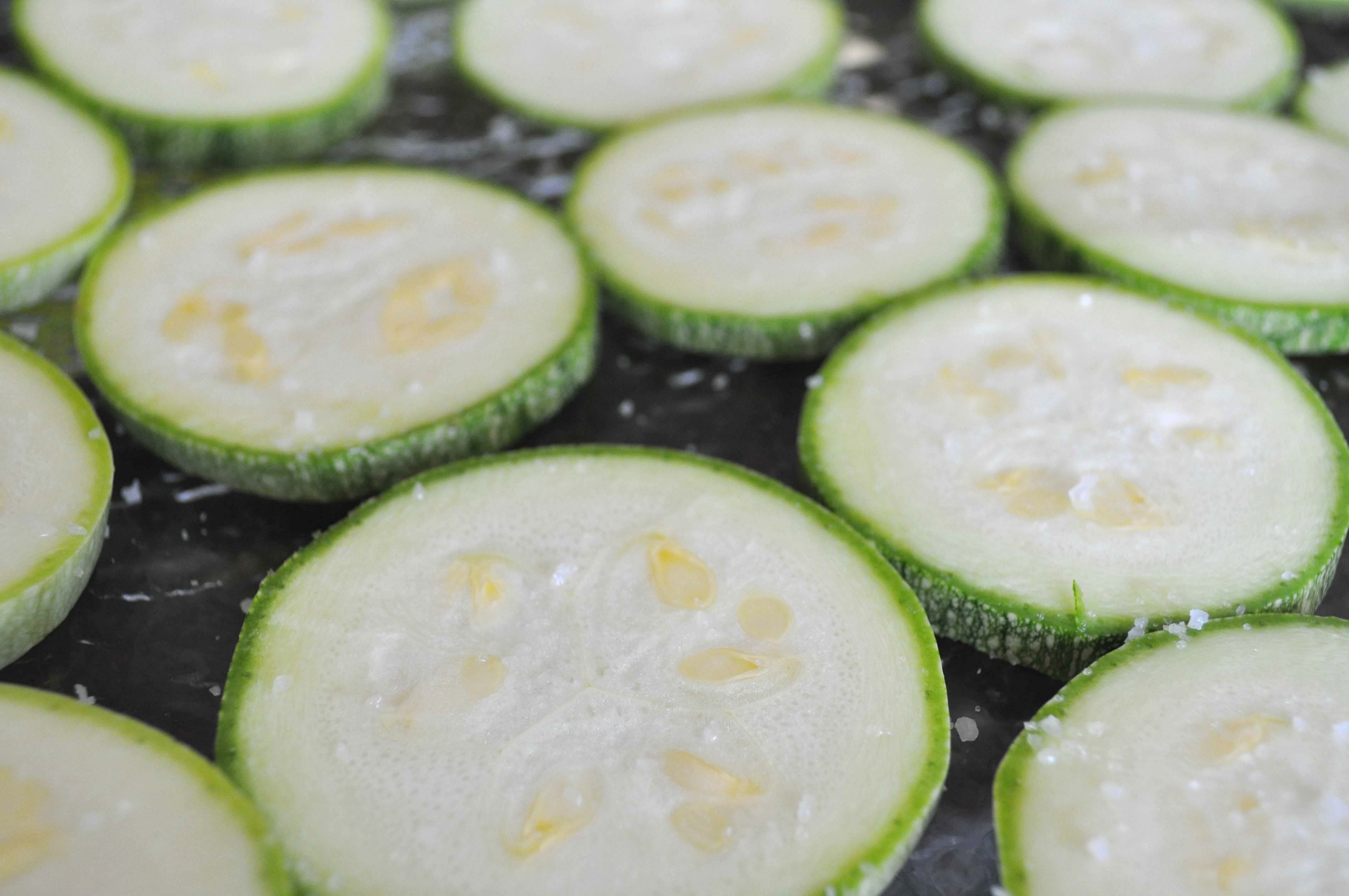 salted zucchini slices