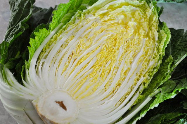 Korean napa cabbage cut in half