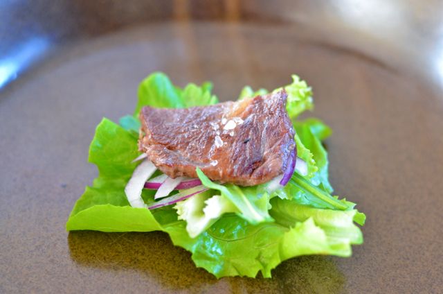 Korean Rib Eye Steak Salad with Soy Plum Dressing