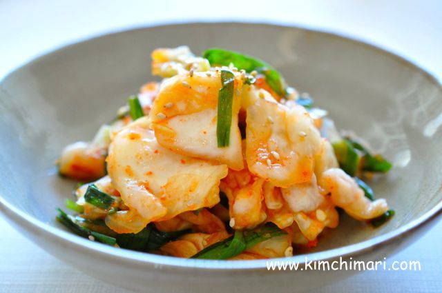 Finished cabbage Kimchi in bowl