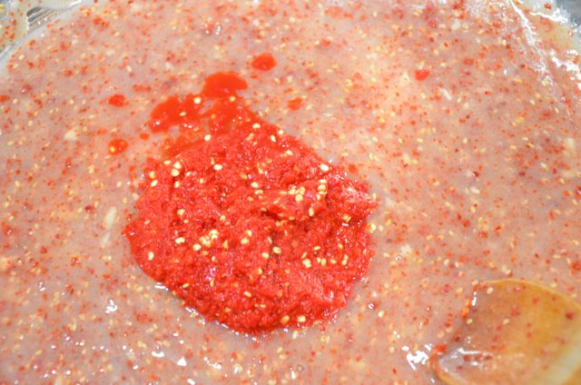 Kimchi seasoning + fresh chopped red chili
