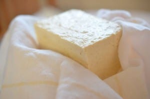 Tofu in cheese cloth