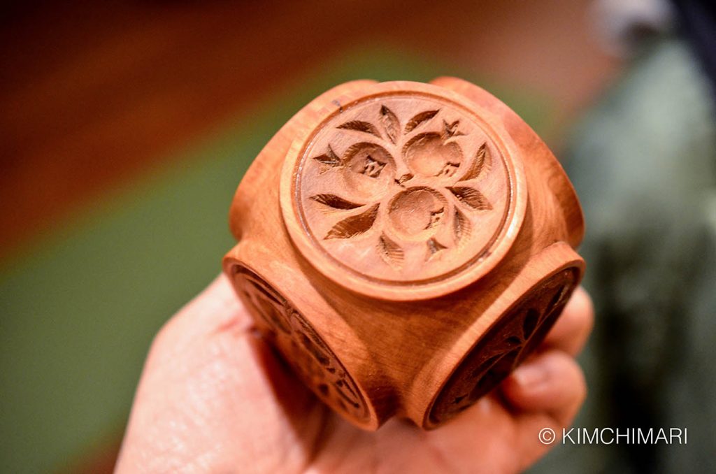 Traditional Korean 3 pomegranate rice cake mold stamp which is my Kimchimari logo