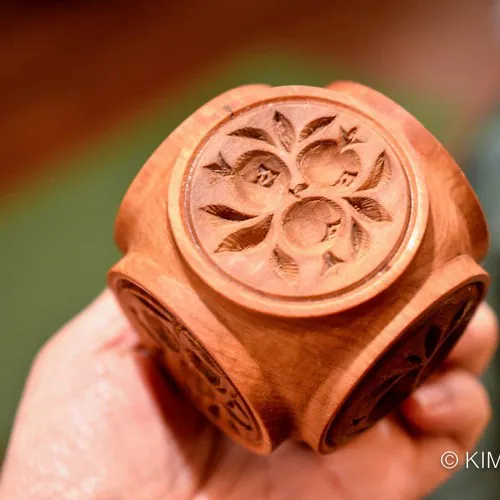 Traditional Korean 3 pomegranate rice cake mold stamp which is my Kimchimari logo