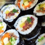 Kimbap closeup in stainless lunchbox