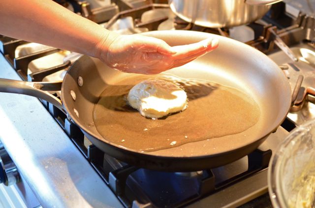 dropping hotteok into oiled pan - www.kimchimari.com