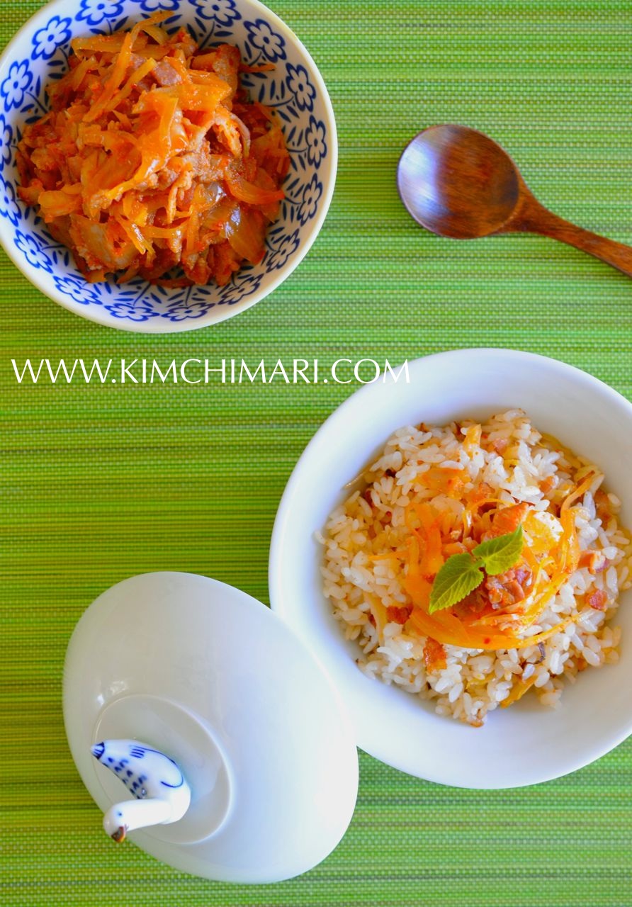 Easy mock Kimchi Rice with Sauerkraut and Bacon