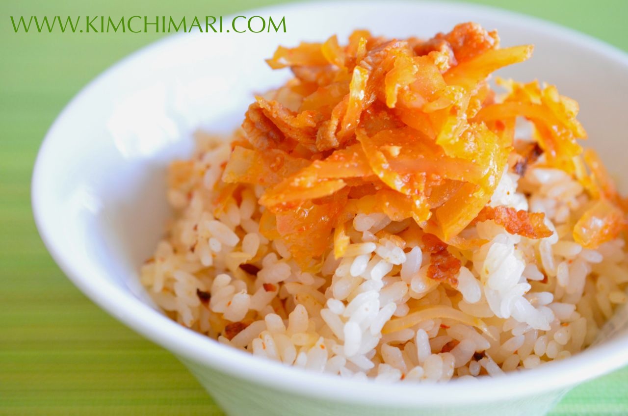 Mock Kimchi Rice with Bacon and Sauerkraut