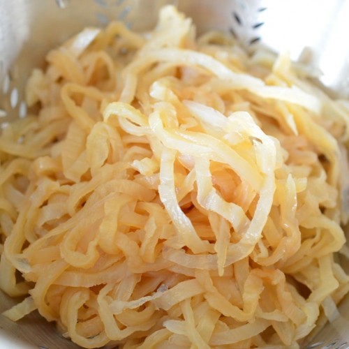 Rinsed jellyfish for Korean jellyfish salad (haepari naengchae)