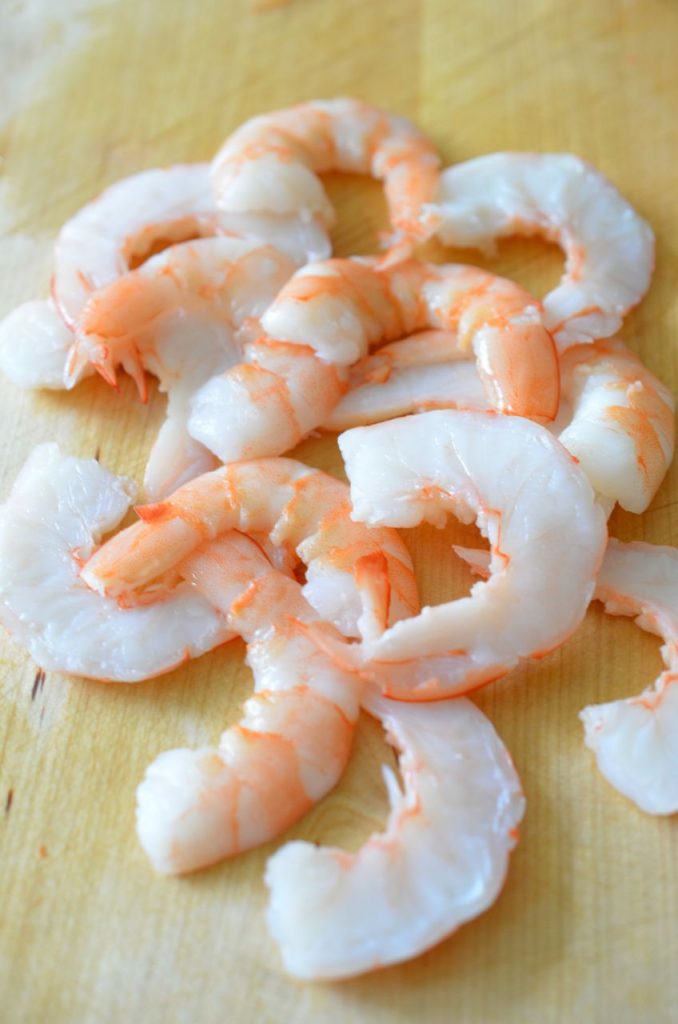 Slicing shrimp sideways