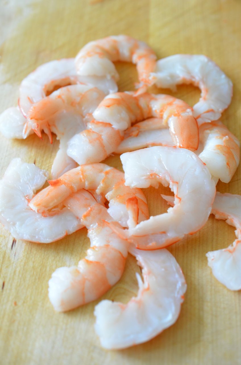 Sliced shrimps for Korean jellyfish salad
