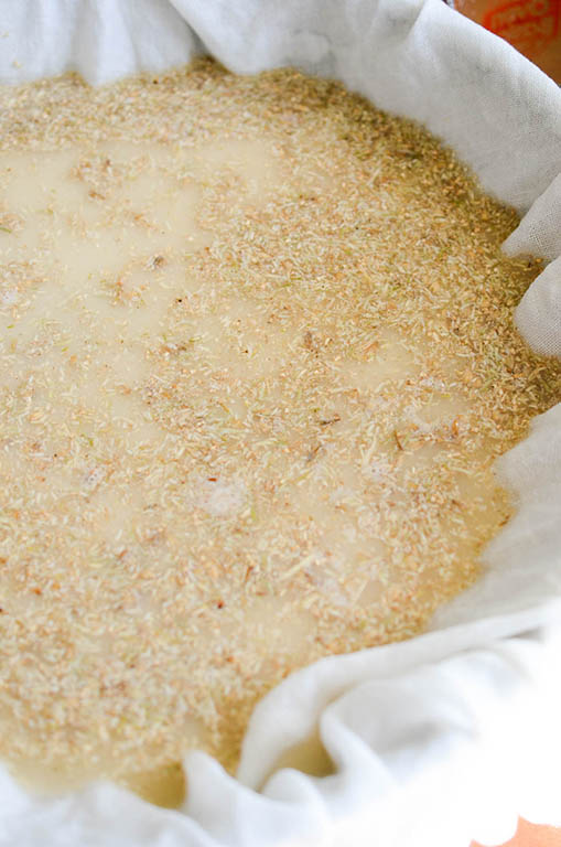 Malt barley (yeotkireum) in cheese cloth in a bowl