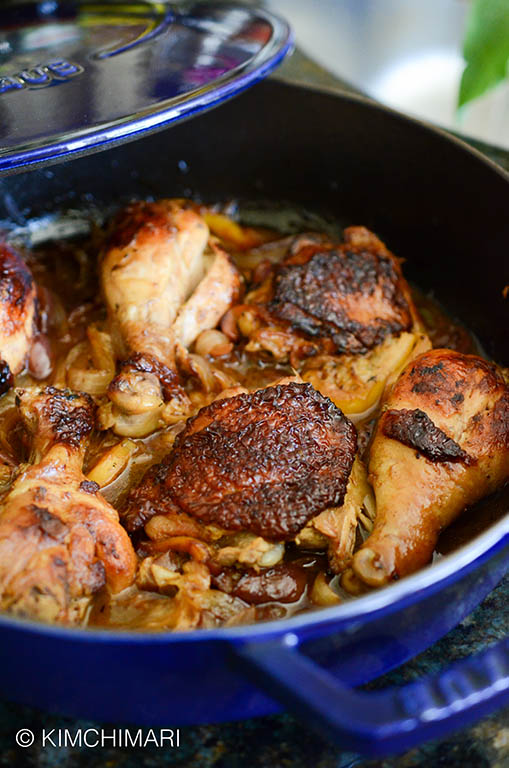 Braised Korean Chicken in Soy Ginger with onions and lemon