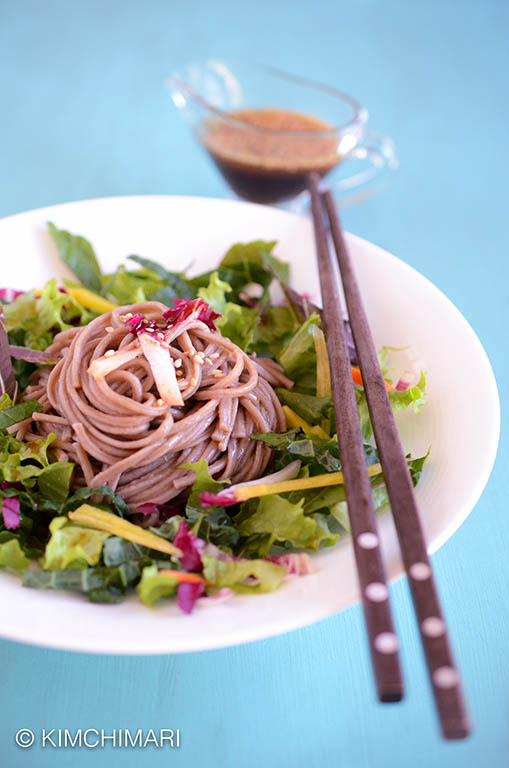 Buckwheat Noodle Salad with sesame soy dressing