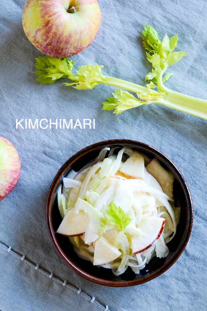 Korean Apple Onion Celery Salad with Mayo Dressing