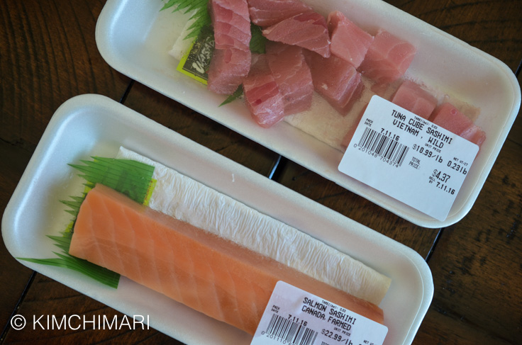 Tuna and Salmon sashimi from local Japanese market