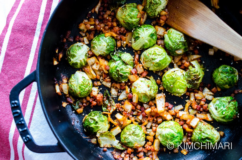 Easy Brussels Sprouts Recipe with Kimchi and Pancetta