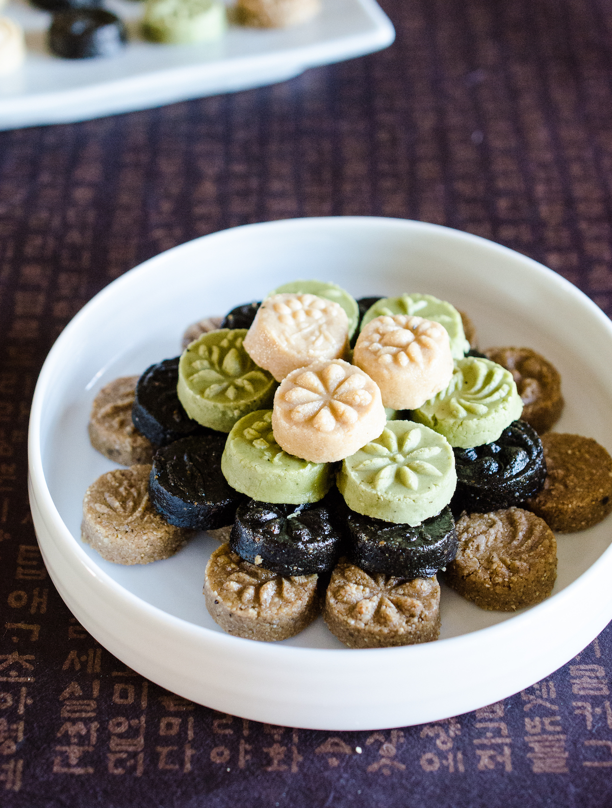 Sesame Tea Cookies (Korean Dasik) - White Sesame, Green Tea, Black Sesame, Brown Sesame