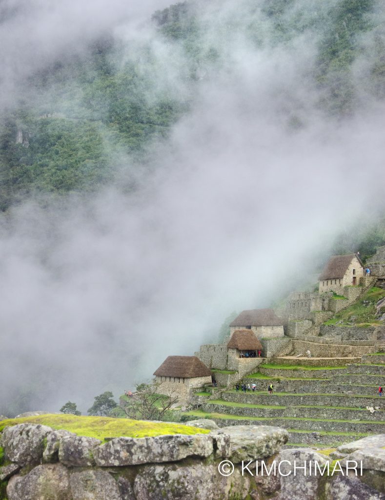 Inca Terraces on a Rainy day in Machu Picchu, Peru