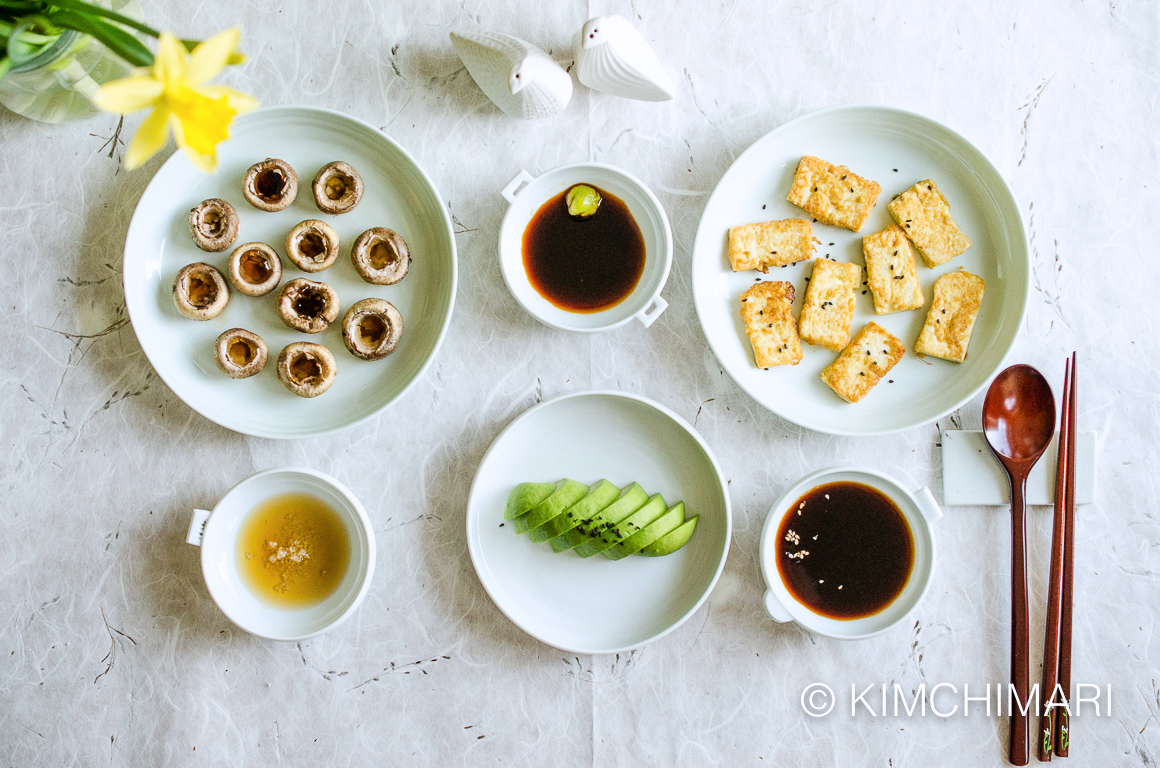 Quick Korean Side Dishes (Avocado, Mushrooms, Tofu)