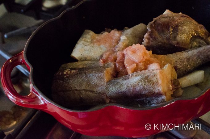 Pollock Roe Stew Alaska Pollock Stew with Gochujang - Dongtae Jjigae - Kimchimari