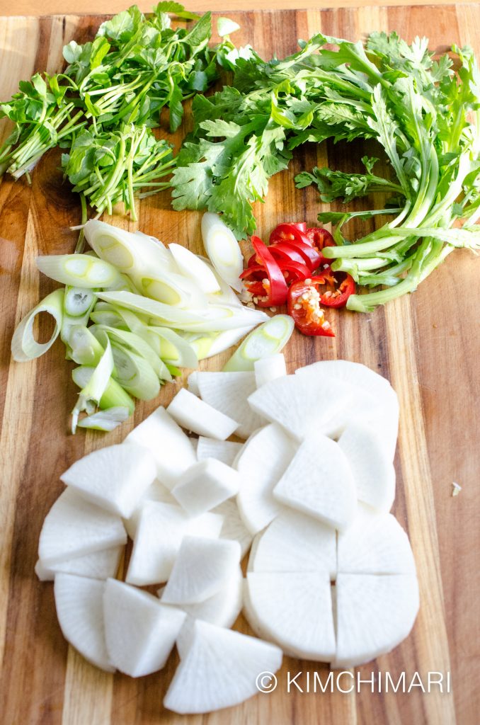 Vegetables for Dongtae Jjigae - Spicy Alaska Pollock Stew