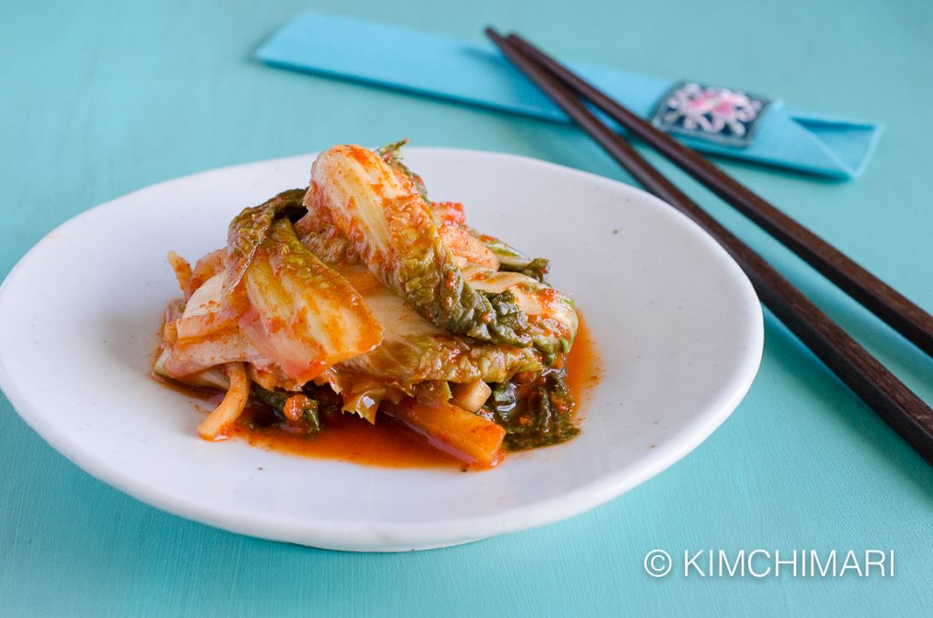 Korean Vegan Cabbage Kimchi with apples and ginger