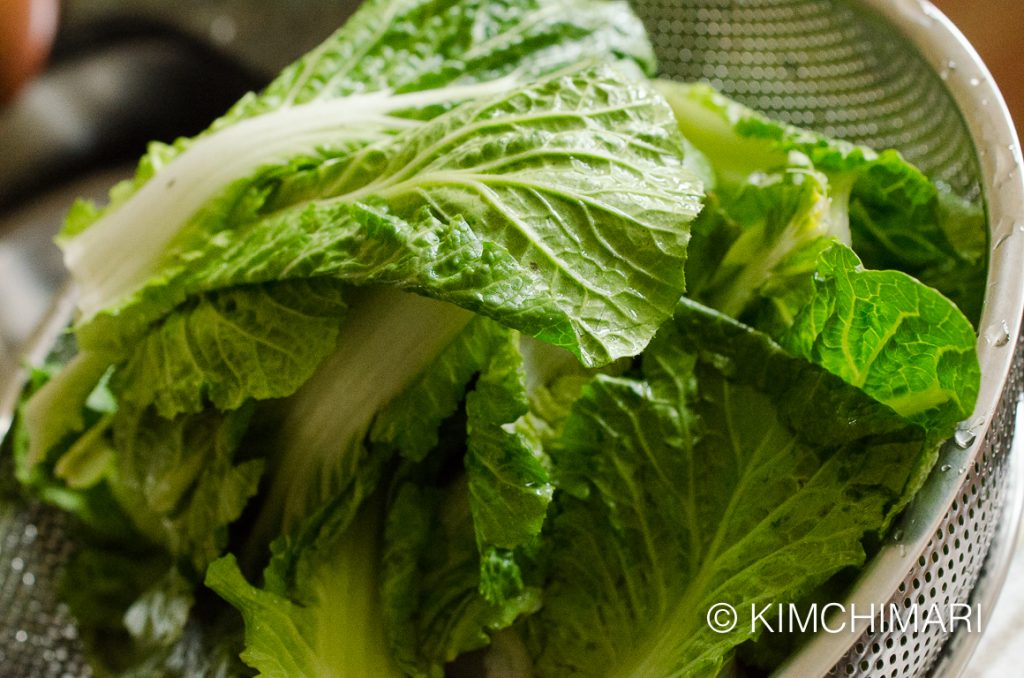 salted cabbage for vegan kimchi