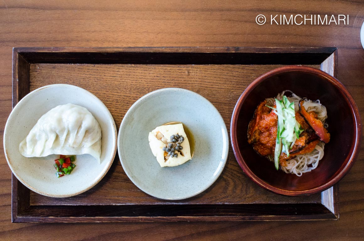 KoreanTempleFood Dumplings, Dubuseon and naengmyeon