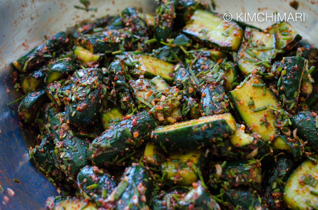 Cucumber Kimchi with Chives Vegan Kimchimari