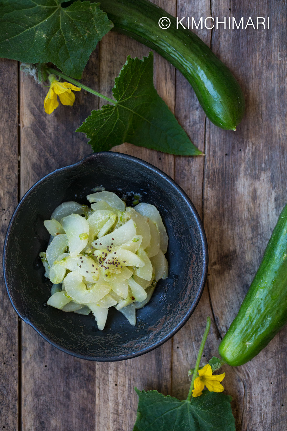 Cooked Cucumber Korean Nogak Namul Recipe for using overgrown over ripe cucumbers