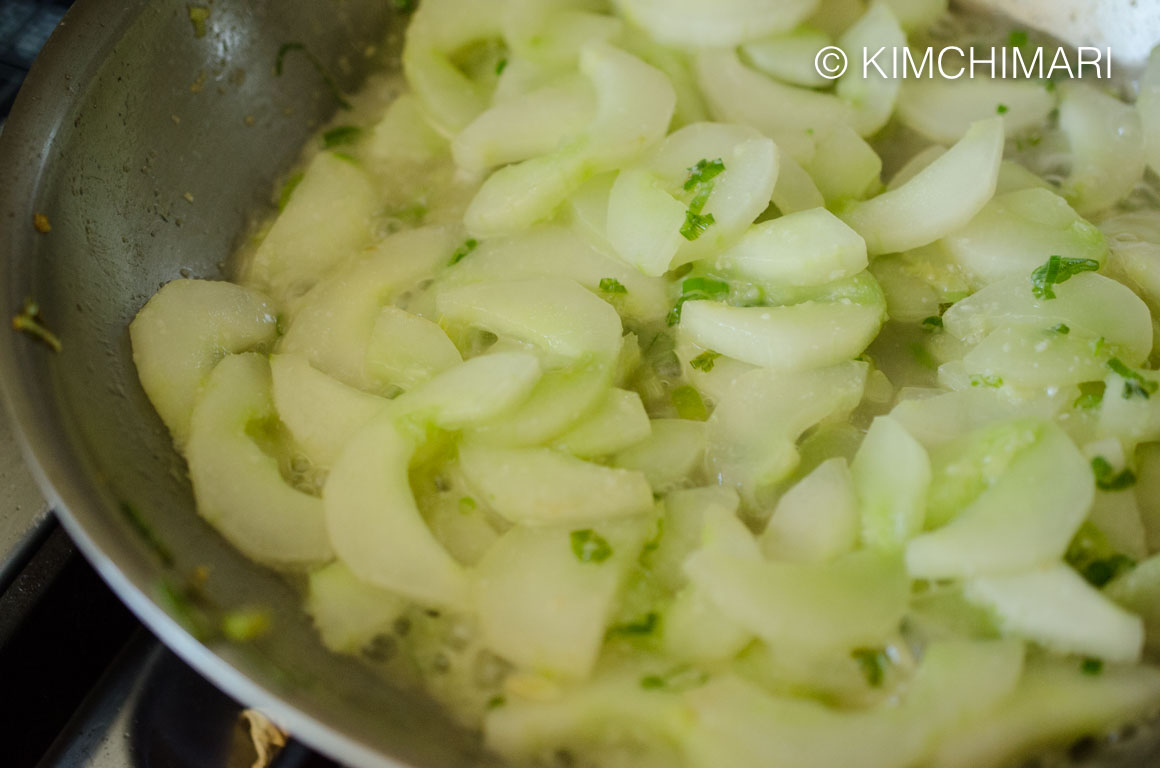 Cooking Cucumbers with water - Nogak Namul