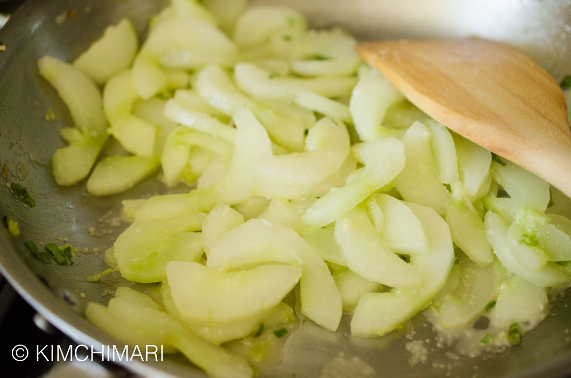 Cooking Cucumbers with garlic using over ripe cucumbers