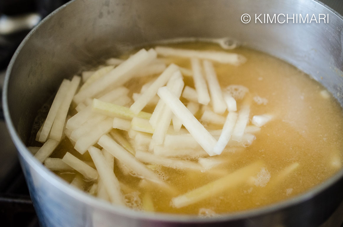 Radish in Korean Radish Soup Mu Deonjang Guk