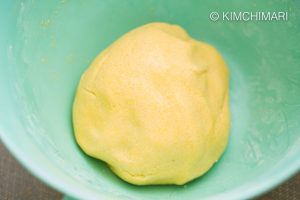 Yellow Rice Dough with Kabocha for Songpyeon_