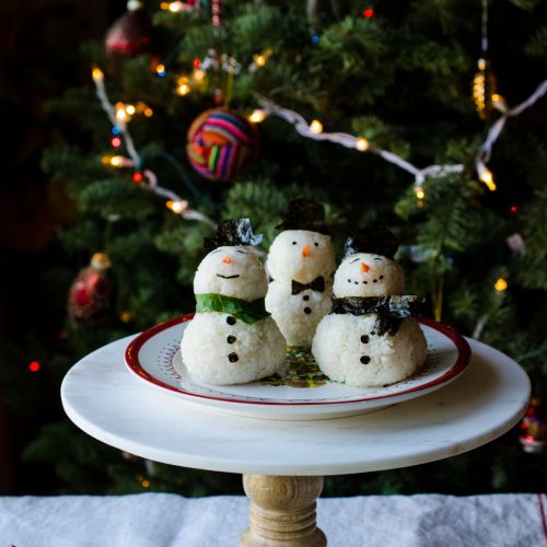Snowman Rice Balls Christmas Treats