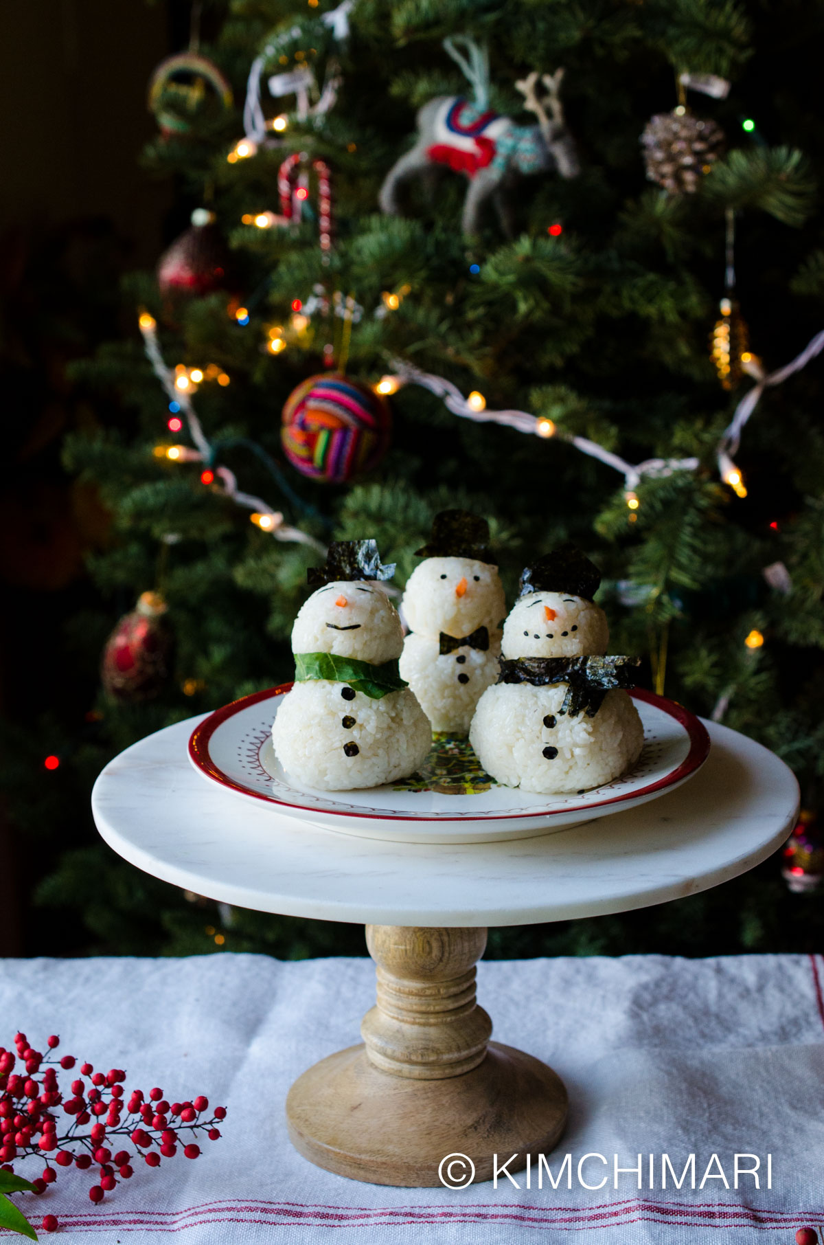 Snowman Rice Balls Christmas Treats