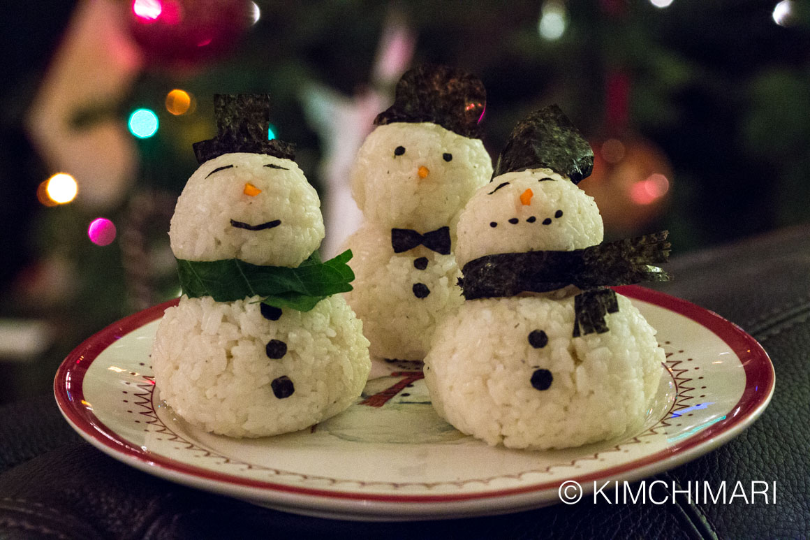 Snowman Rice Balls Christmas