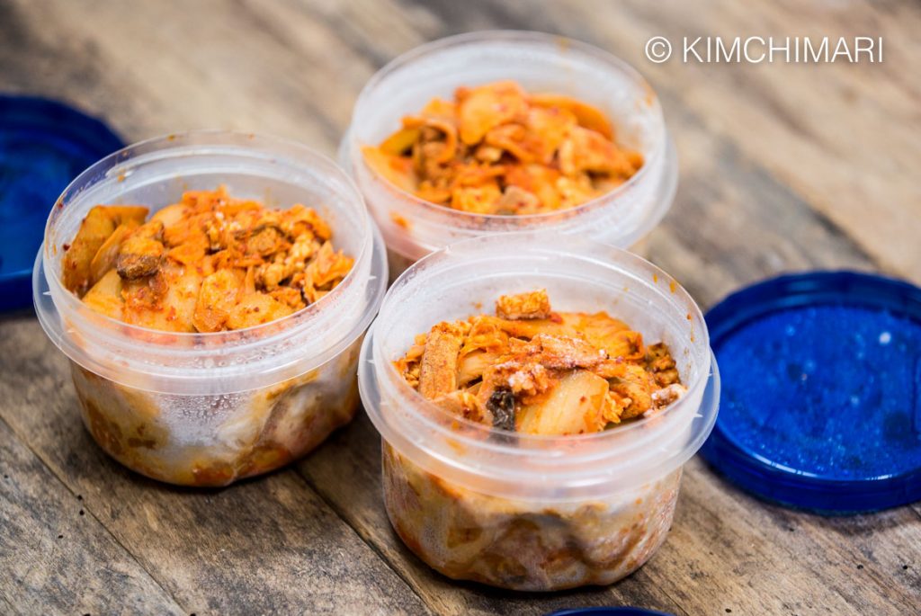 Frozen Kimchi Pork in Containers