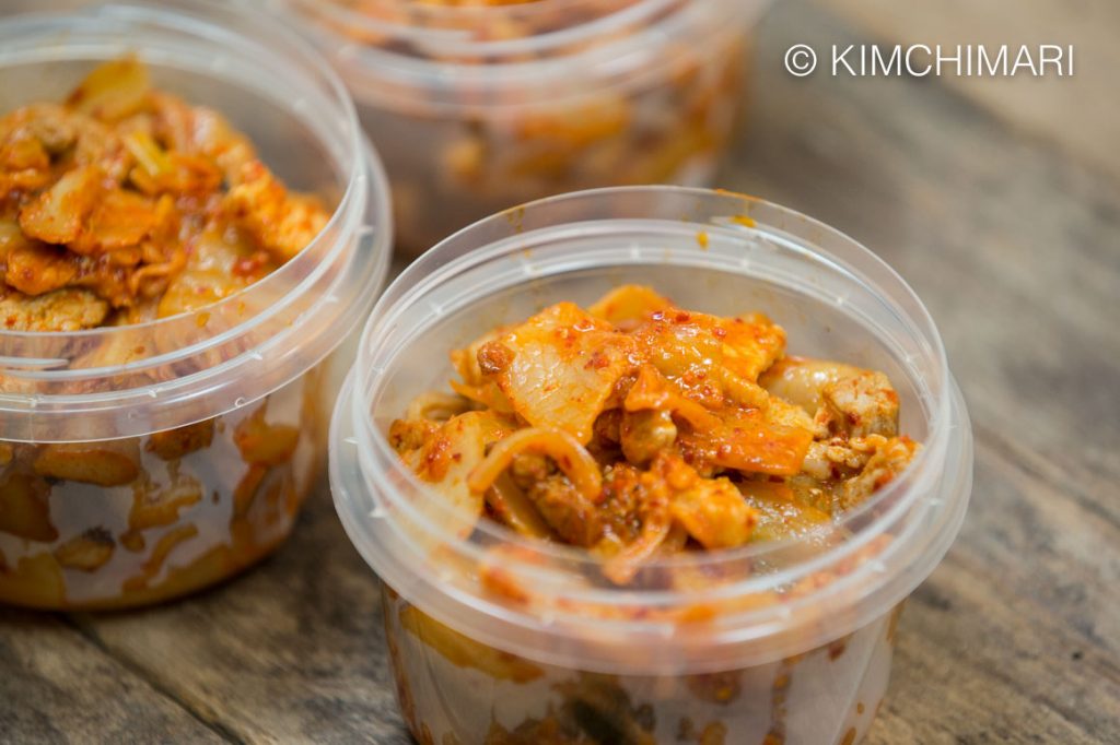 Sauteed Make Ahead Kimchi Pork in Freezer Containers