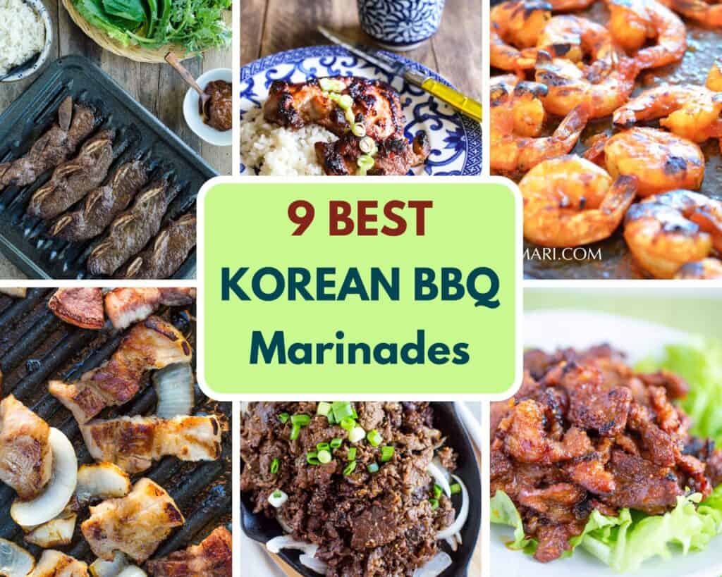 collage image of 6 korean marinade dishes
