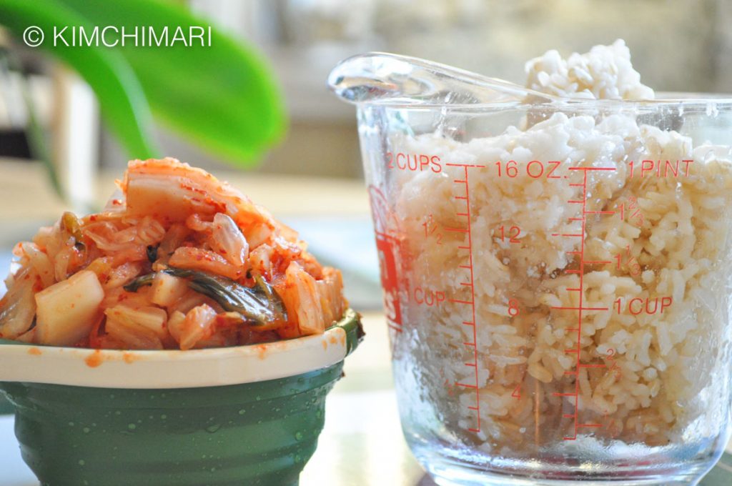 Kimchi Fried Rice Ingredients - Rice and Kimchi