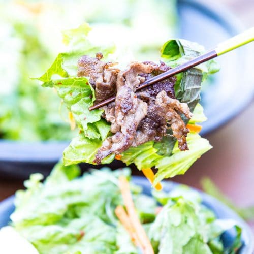 Korean Green Onion Salad with Grilled Beef