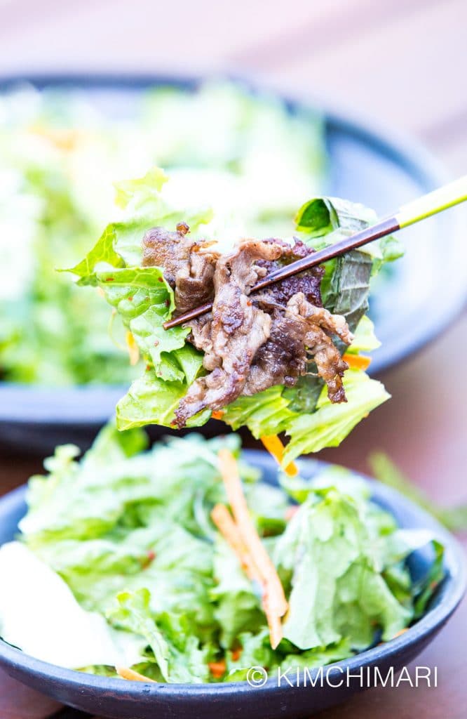 Korean Green Onion Salad with Grilled Beef