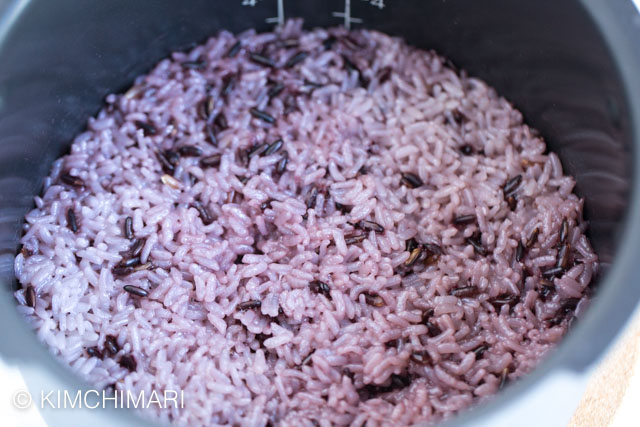 Purple Rice Cooked in rice cooker
