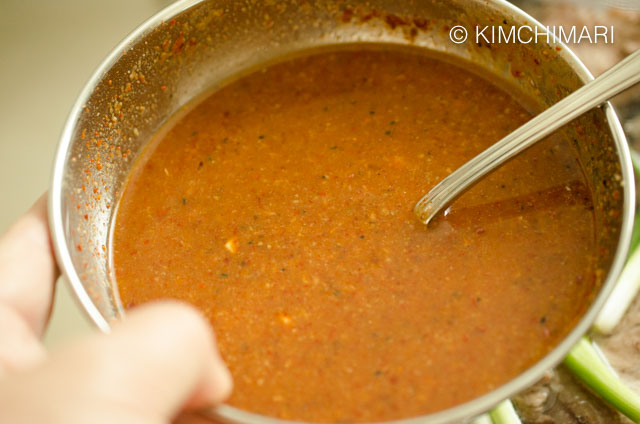 Seasoning Sauce mixed in steel bowl for Gamjatang