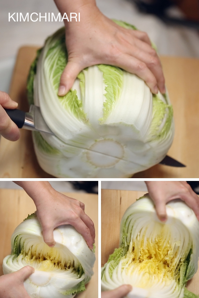 Splitting Napa Cabbage for Easy Kimchi